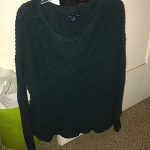 knitted dark green sweater